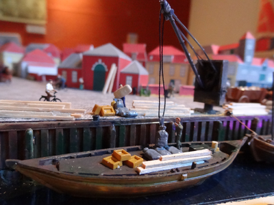 878199 Detail van de maquette van het noordoostelijk deel van ‘Wijk C anno 1925’, gemaakt door stagiaires van het ...